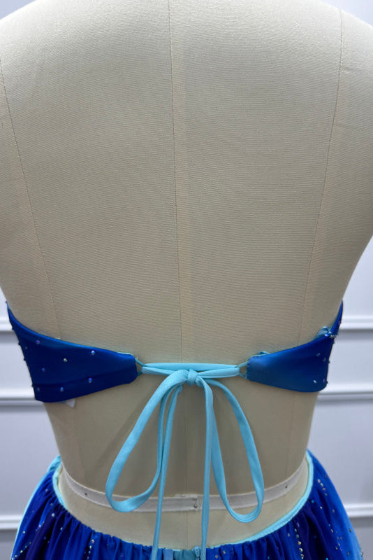 Blue Strapless Sleeveless A-Line Prom Dress - Prom Dresses