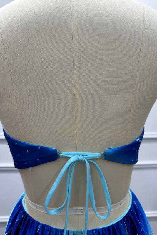 Blue Strapless Sleeveless A-Line Prom Dress - Prom Dresses