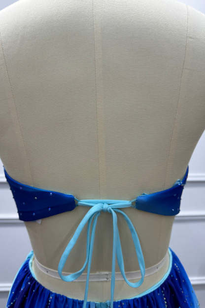 Blue Strapless Sleeveless A-Line Prom Dress - Prom Dresses