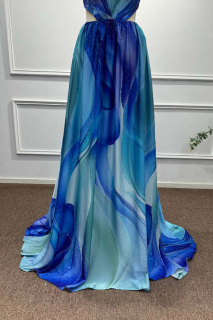 Blue Strapless Sleeveless A-Line Prom Dress - Prom Dresses