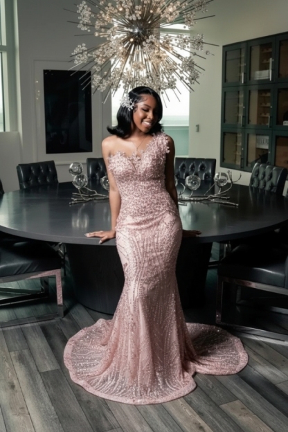 Strapless Mermaid Prom Dress Sequins with Beadings