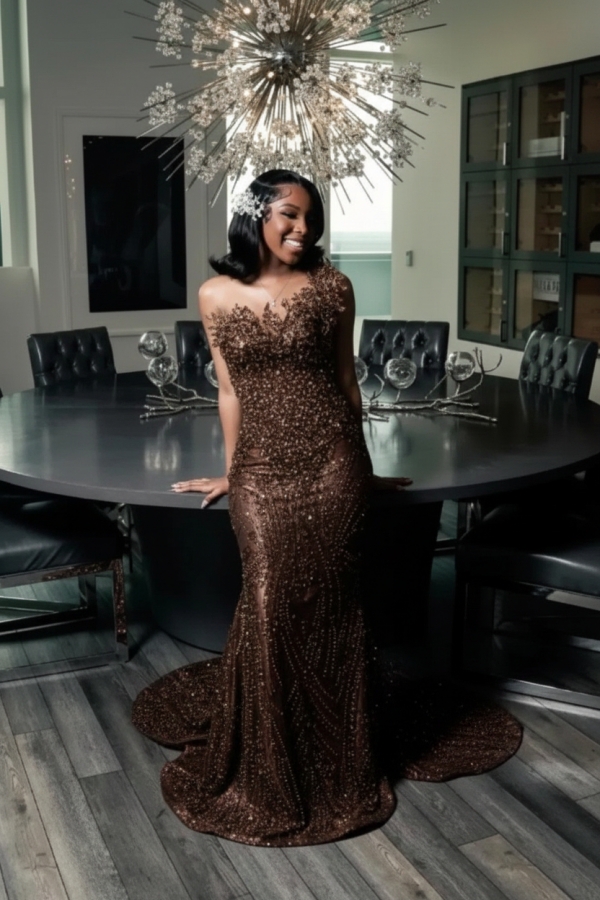 Strapless Mermaid Prom Dress Sequins with Beadings