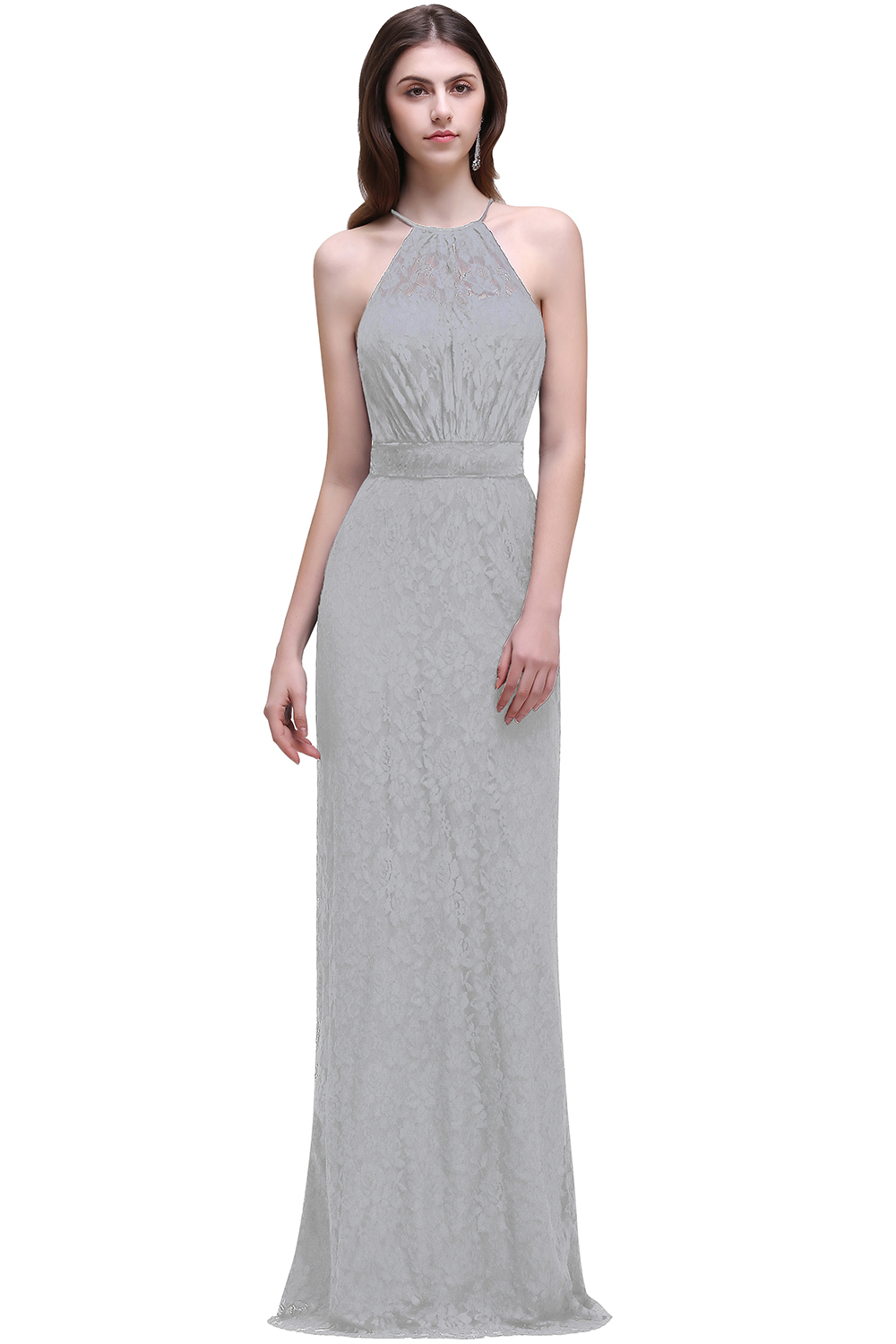 CHARLEE | Column Floor length Halter Navy blue Prom Dress-newarrivaldress