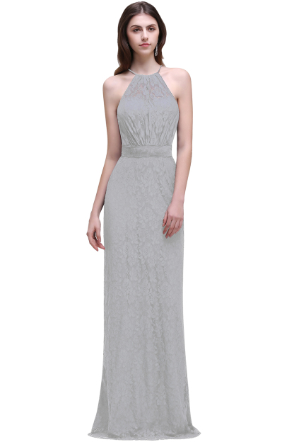 CHARLEE | Column Floor length Halter Navy blue Prom Dress-newarrivaldress