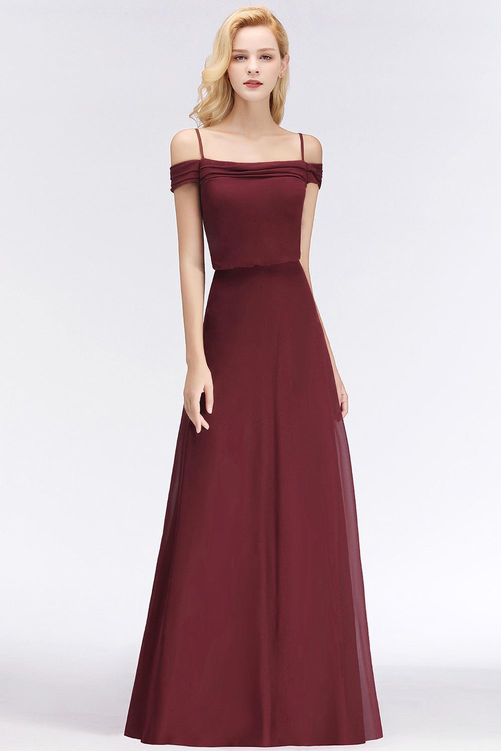 Long Mermaid Off-the-Shoulder Elegant Burgundy Bridesmaid Dress-newarrivaldress