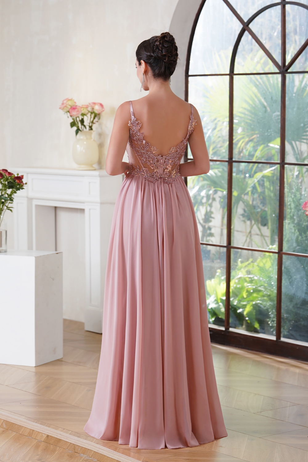 Elegant Sleeveless Navy Blue A-line Evening Dress Lace Appliques Chiffon Simple Bridesmaid Dress-newarrivaldress
