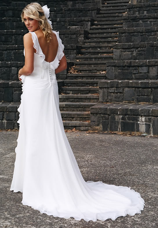 Stunning Backless Chiffon Wedding Dresses | Summer Beach Ruffles Sleeveless Bridal Gowns-newarrivaldress