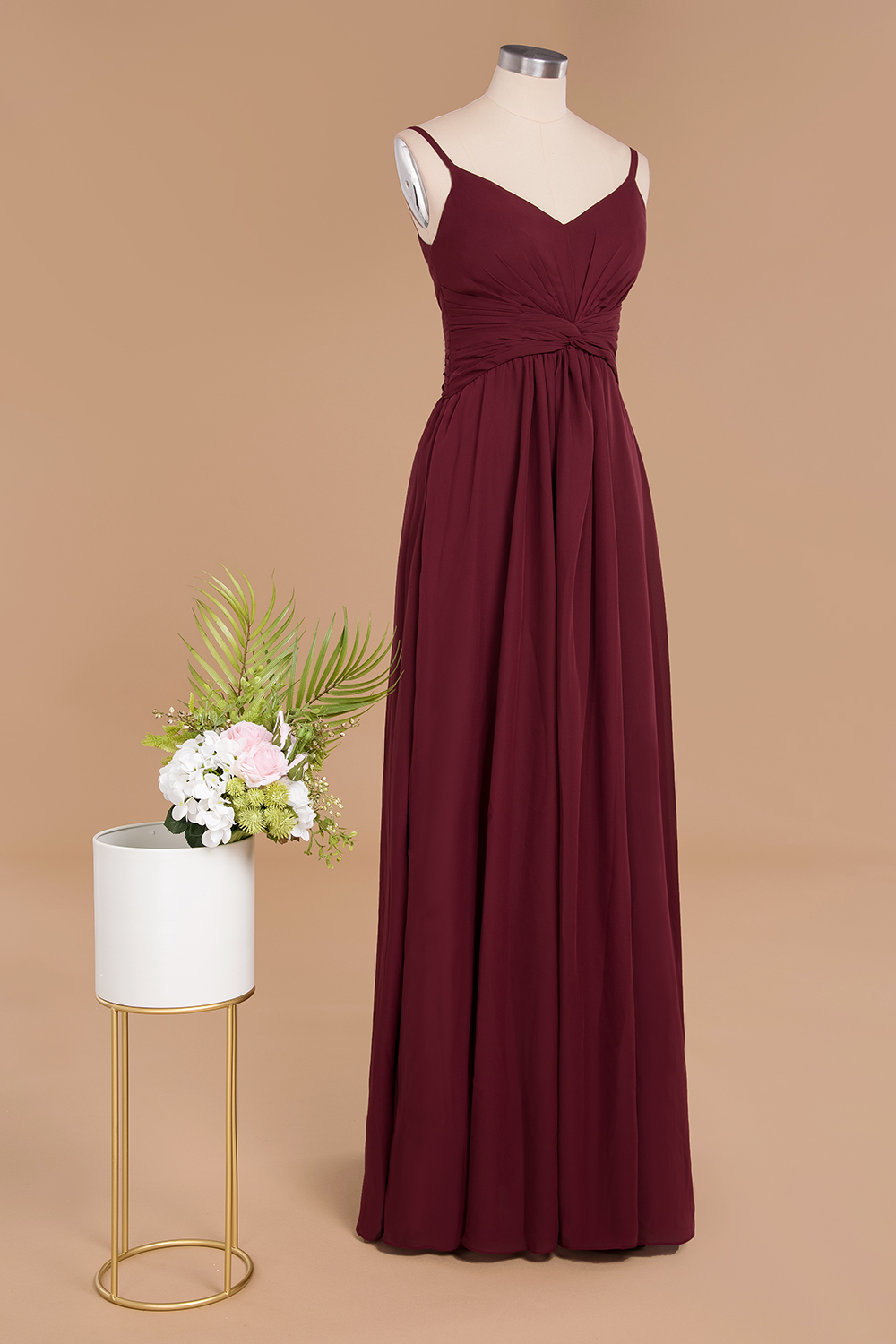 Elegant Sleeveless Ruffle Chiffon Bridesmaid Dress Affordable Backless Long Wedding Party Dress-newarrivaldress