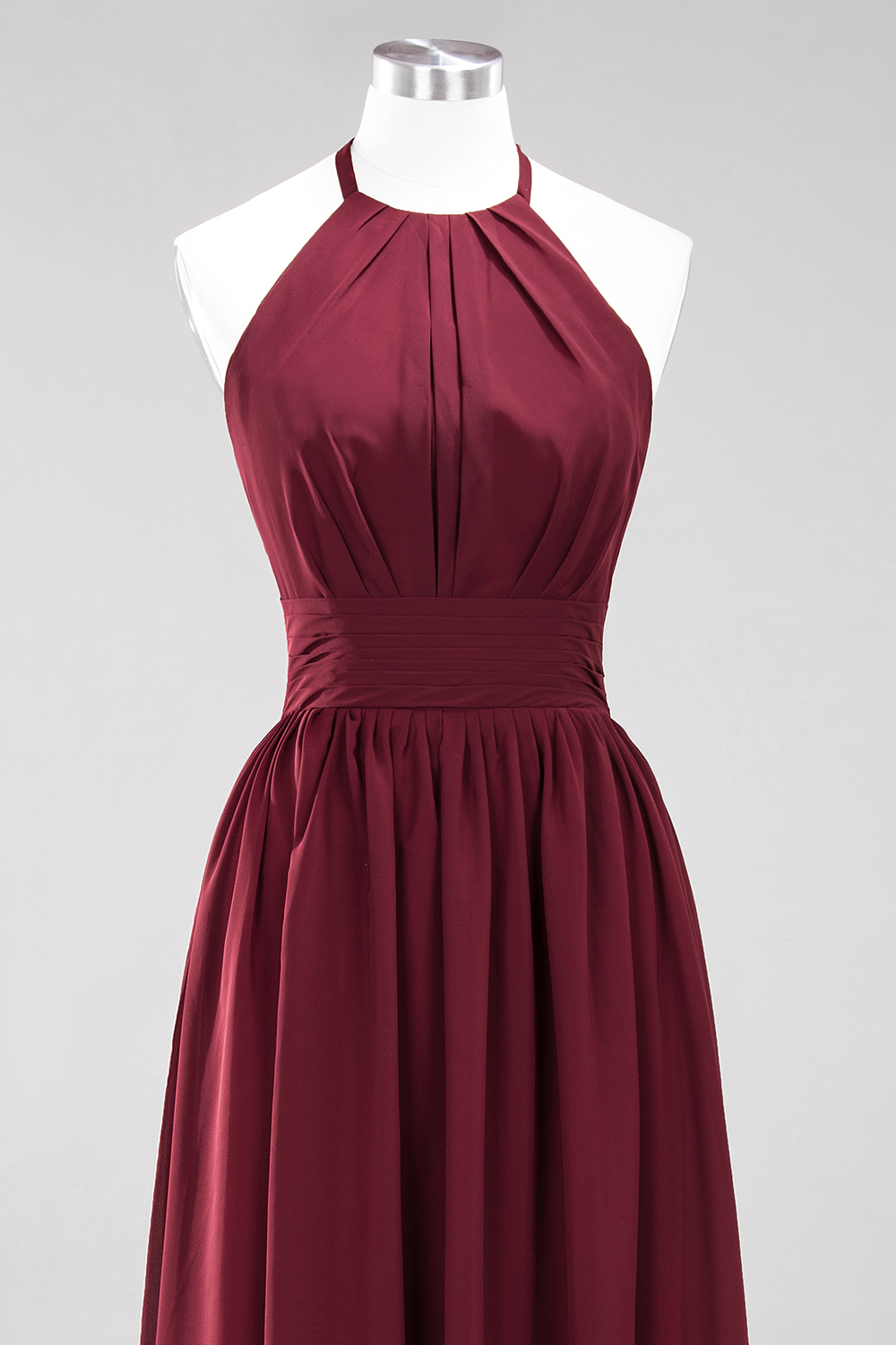 A-line Chiffon Appliques Halter Sleeveless Floor-Length Bridesmaid Dresses with Ruffles-newarrivaldress