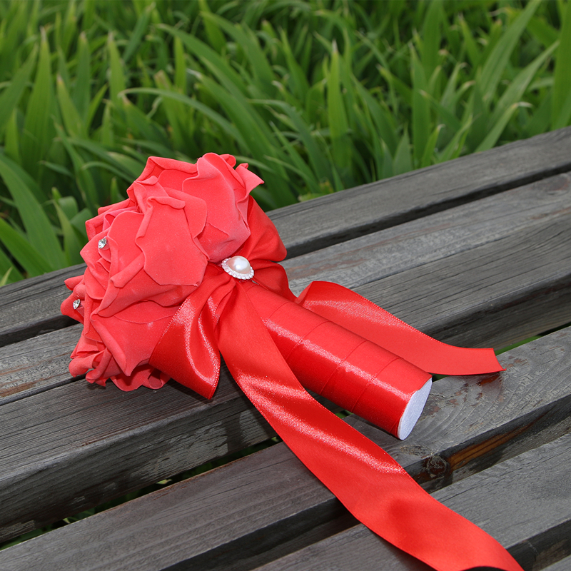 Simple Silk Rose wedding Bouquet in Multiple Colors-newarrivaldress