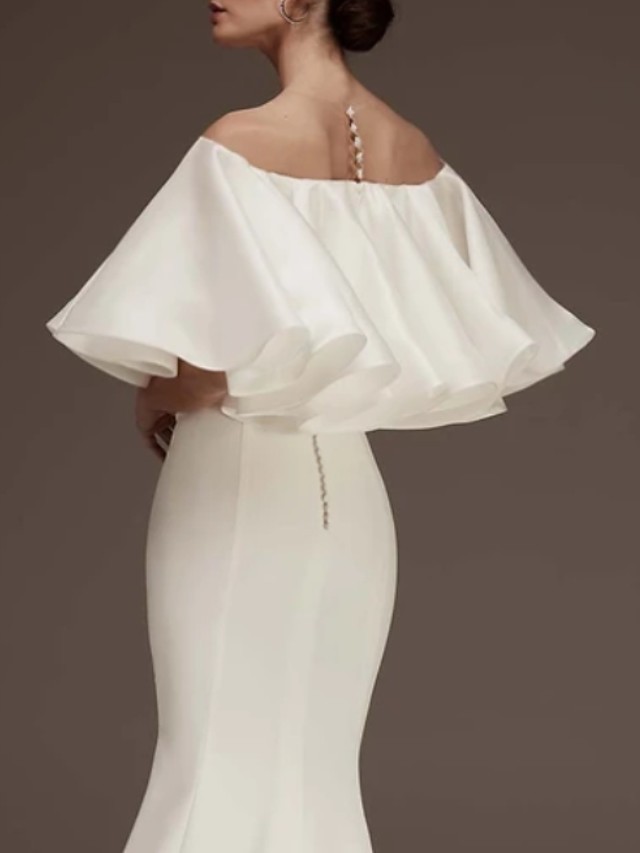 Elegant Puffy Off Shoulder Mermaid Wedding Reception Dress-newarrivaldress