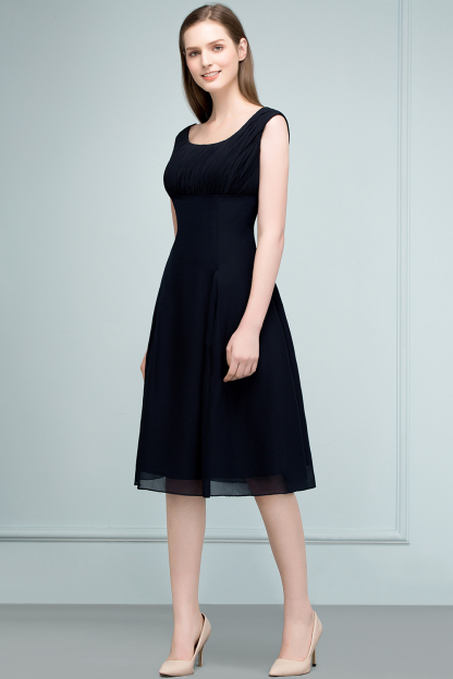 SUZANNE | A-line Tea Length Sleeveless Ruffled Chiffon Bridesmaid Dresses-newarrivaldress