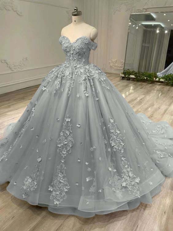 Tulle Sleeveless Off the Shoulder Long Prom Dress With Appliques