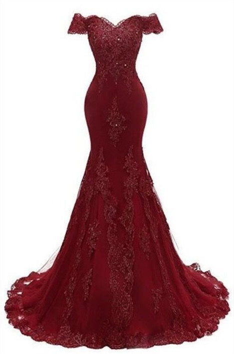 Gorgeous Burgundy Prom Dress |Mermaid Lace Evening Gowns-newarrivaldress