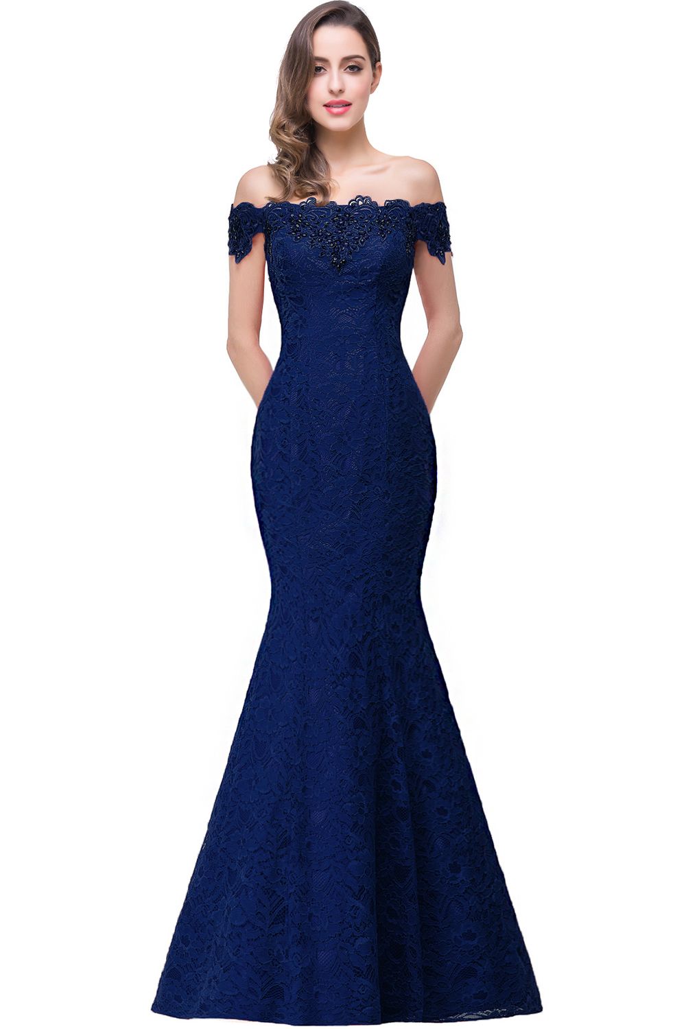 Crystal Beaded Red Mermaid Evening Dresses Off the Shoulder Prom Party Dress