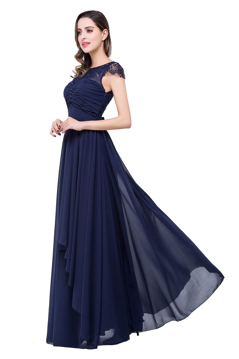 ELLEN | A-line Short Sleeves Chiffon Bridesmaid Dresses with Ribbon Bow-newarrivaldress