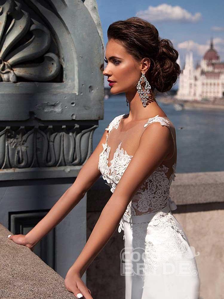 Sexy Sleeveless Mermaid Bridal Dress with Sweep Train-newarrivaldress