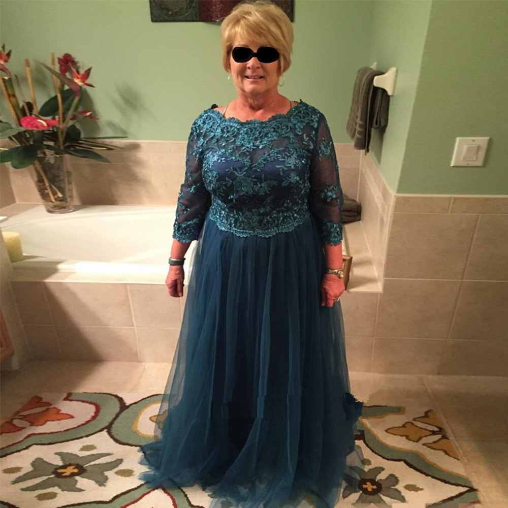 Delicate Long Sleeve Lace Appliques A-line Tulle Mother Of Bride Dress-newarrivaldress