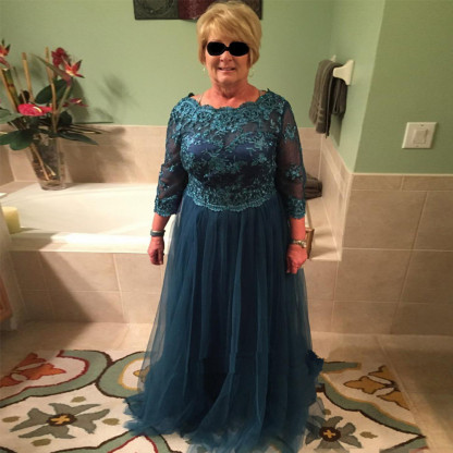 Delicate Long Sleeve Lace Appliques A-line Tulle Mother Of Bride Dress-newarrivaldress