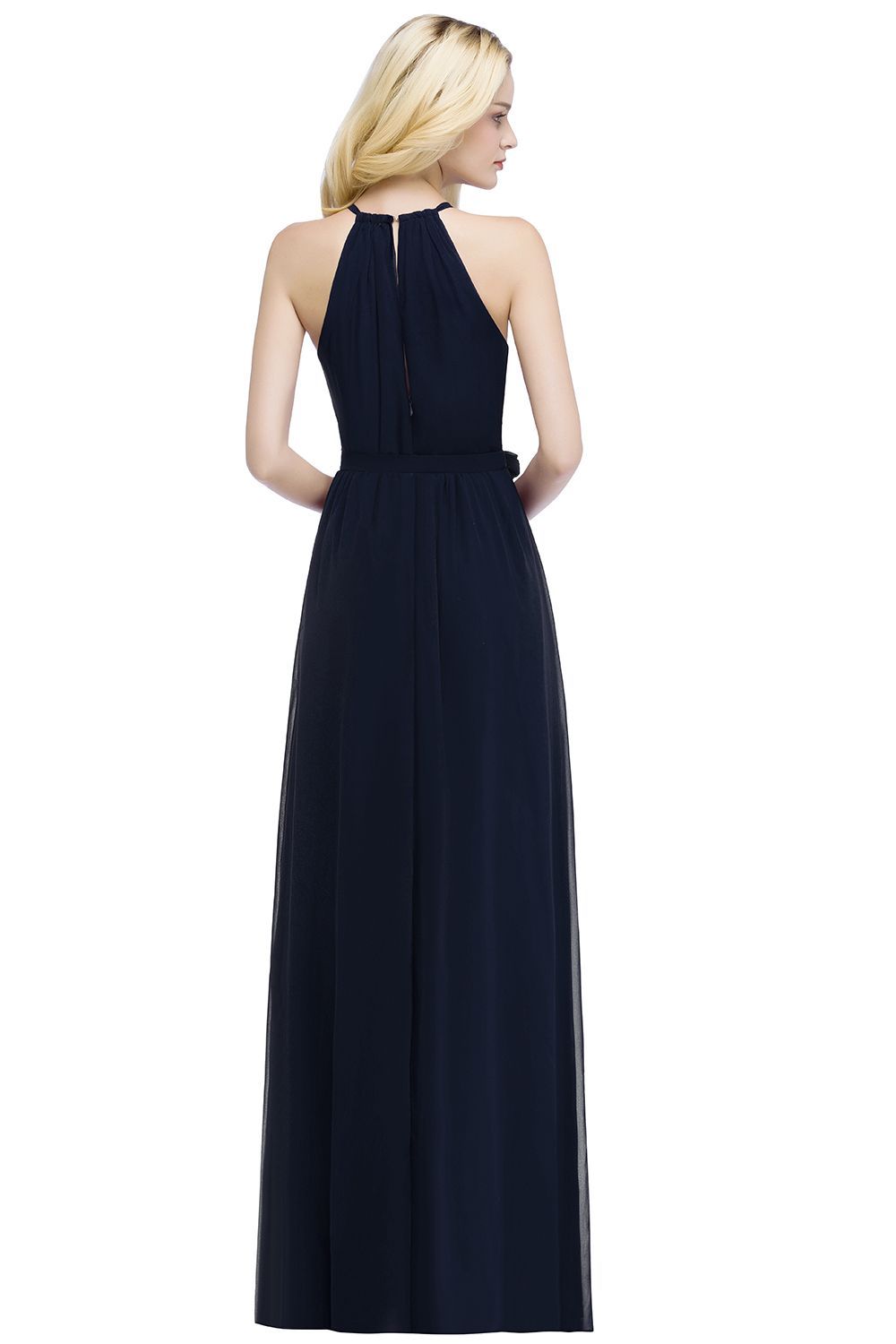 ROSALIND | A-line Halter Floor Length Burgundy Bridesmaid Dresses with Bow Sash-newarrivaldress