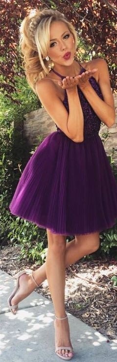 Halter Crystals Beaded Short Cocktail Dresses Ruched Open Back Mini Homecoming Dresses-newarrivaldress