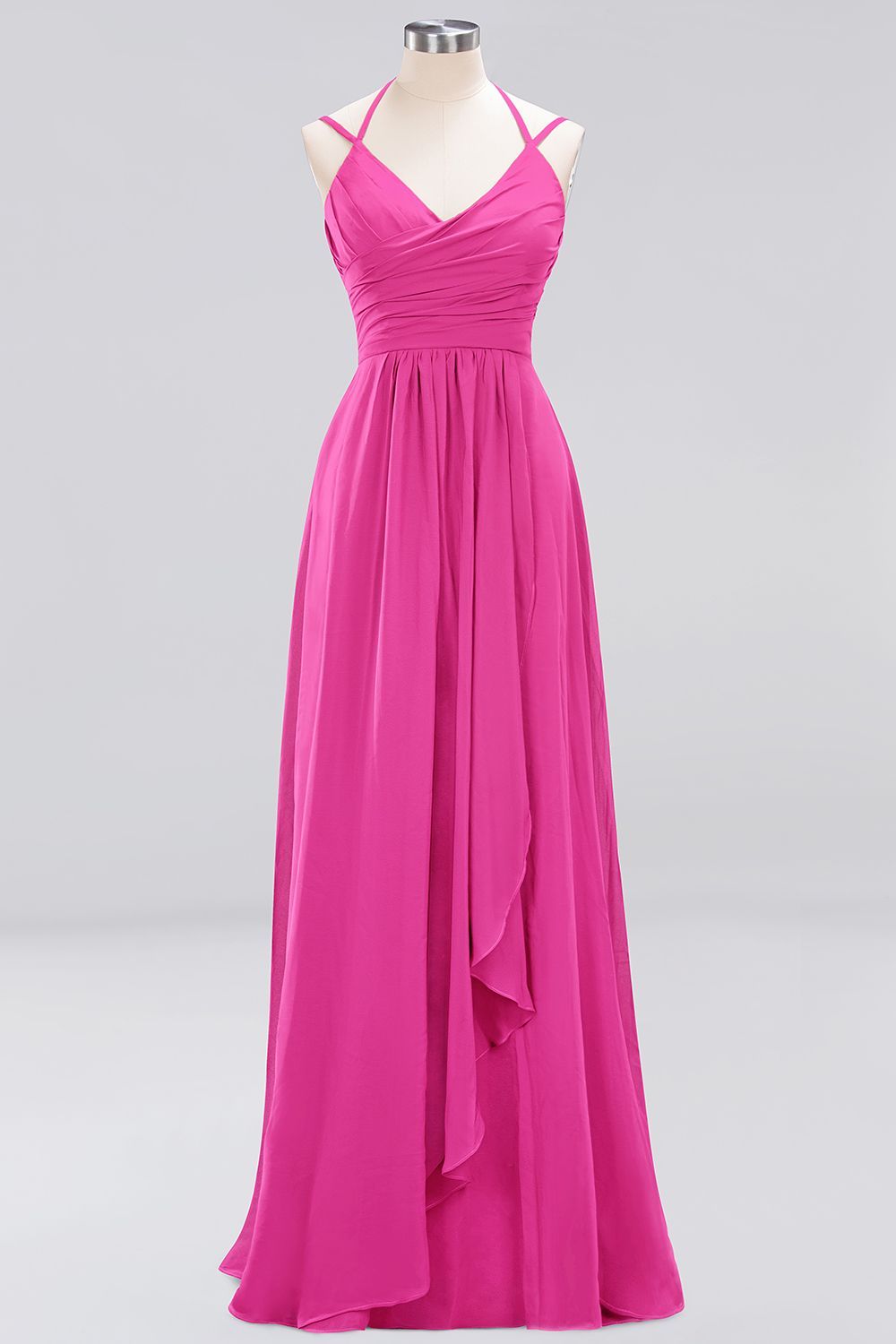 A-line Chiffon Spaghetti Straps Sleeveless Ruffles Floor-Length Bridesmaid Dresses-newarrivaldress