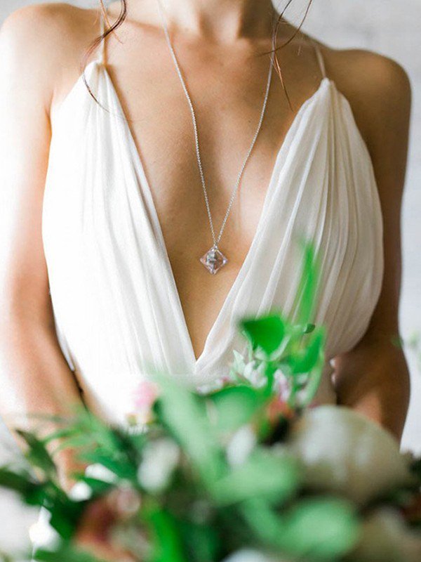 Sweep Train A-Line Sleeveless Bridal Gowns | Ruffles Chiffon Spaghetti Straps Wedding Dresses Sexy