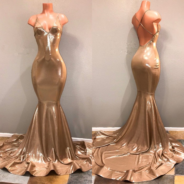 Spaghetti Strap Open Back Plus Size Long Prom Dresses | Sleeveless Mermaid Formal Dresses BA8432-newarrivaldress