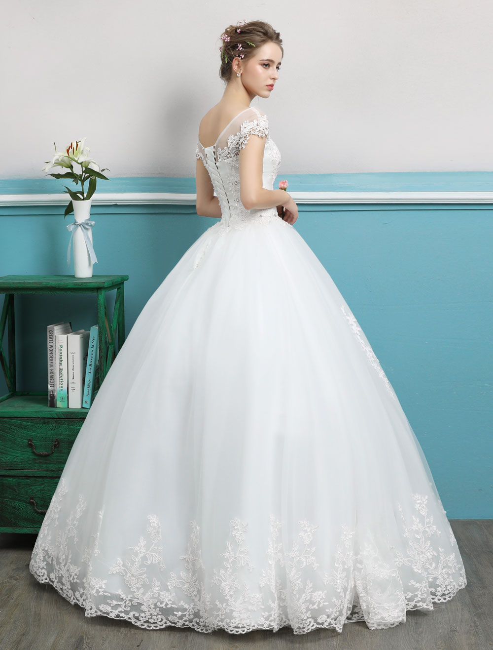 Princess Wedding Dresses Ball Gowns Lace Beaded Ivory Floor Length Bridal Dress-newarrivaldress