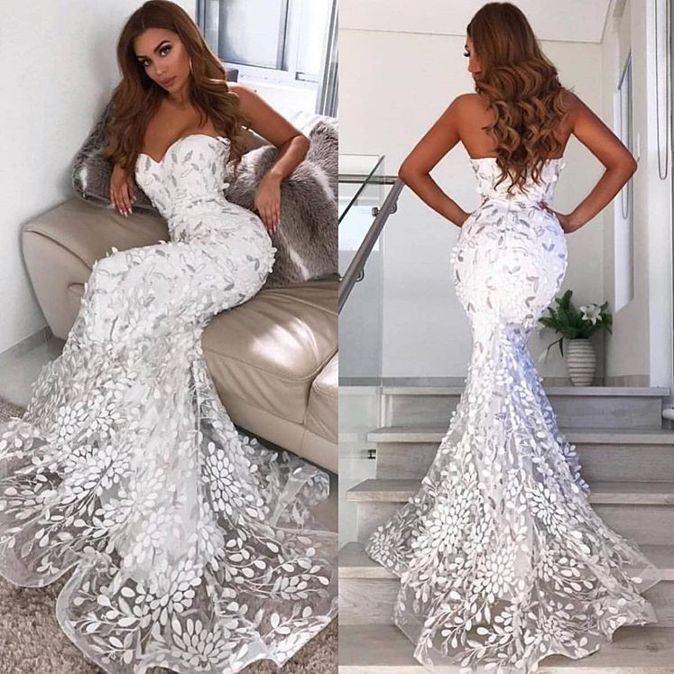 Gorgeous Sweetheart Appliques Wedding Dresses | Mermaid Sleeveless Bridal Gowns Online
