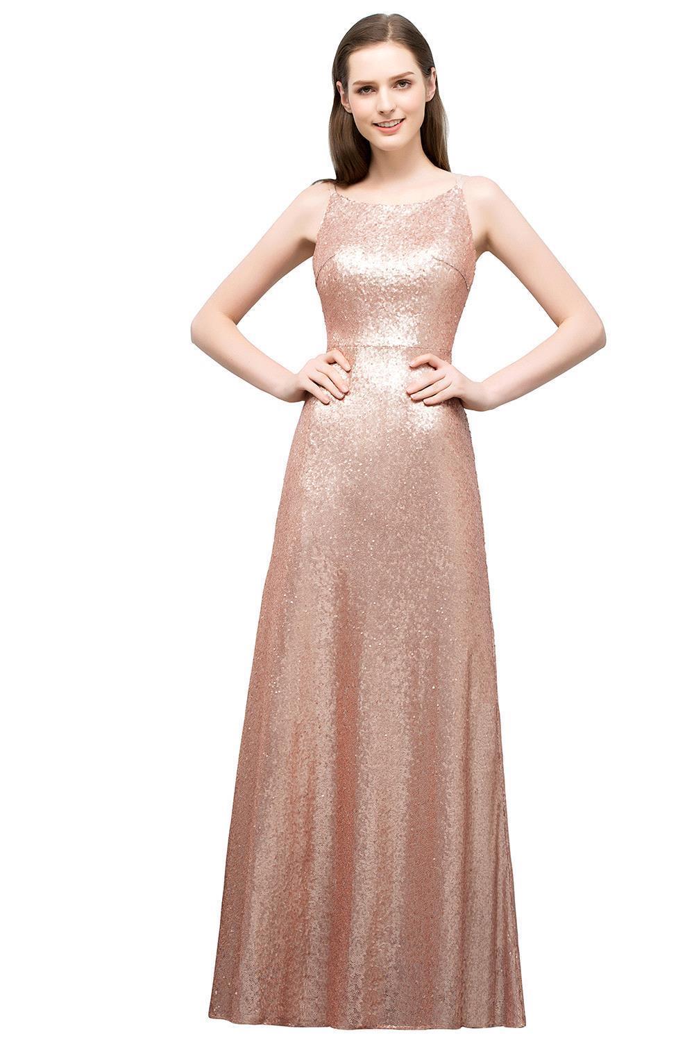 JOSIE | A-line Scoop Sleeveless Floor Length Sequined Prom Dresses-newarrivaldress