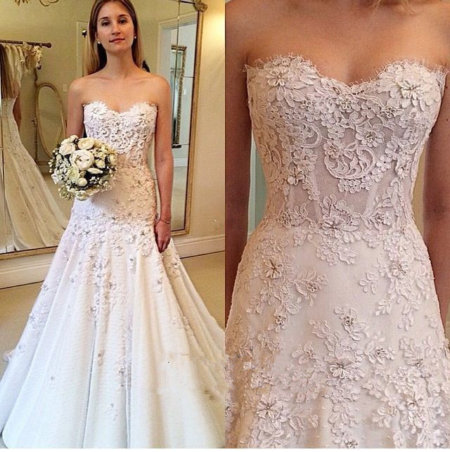 Gorgeous A-Line Sweetheart New Arrival Lace Appliques Wedding Dresses-newarrivaldress