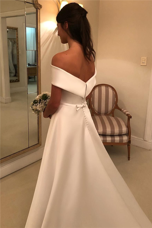 Elegant Off The Shoulder Wedding Dresses | Bowknot Sexy Sleeveless Bridal Gowns-newarrivaldress