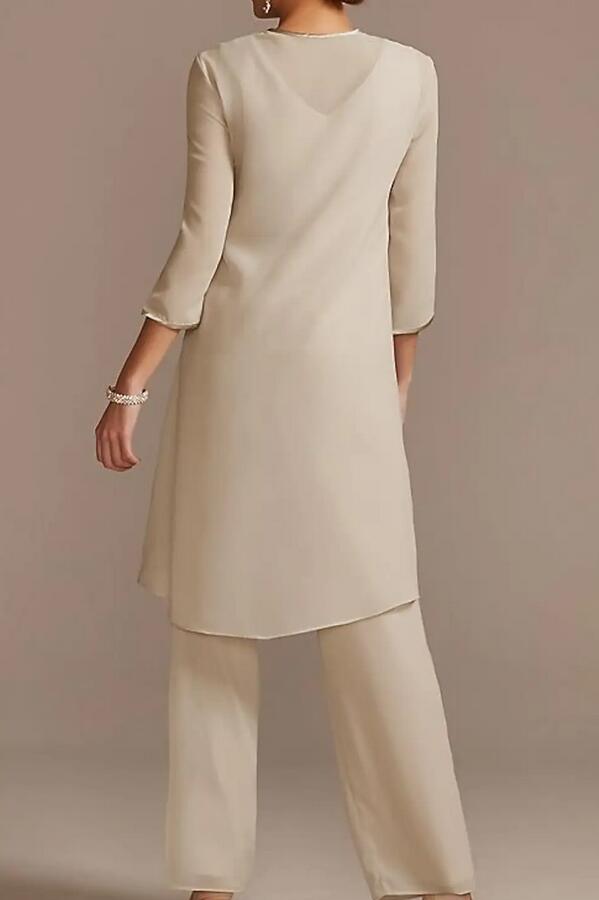Chiffon Mother of Bride Dress 3 Piece Evening Formal Dress Elegant Wedding Guest Groom Dress