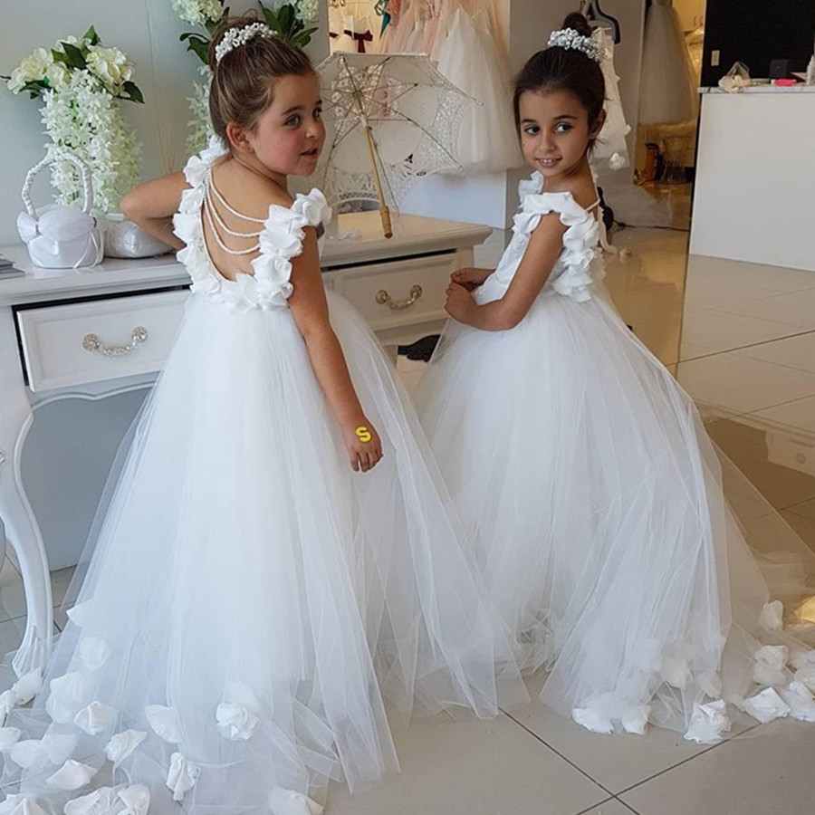 Modest White Cap Sleeve Scoop Cute Flower Girl Dress-newarrivaldress