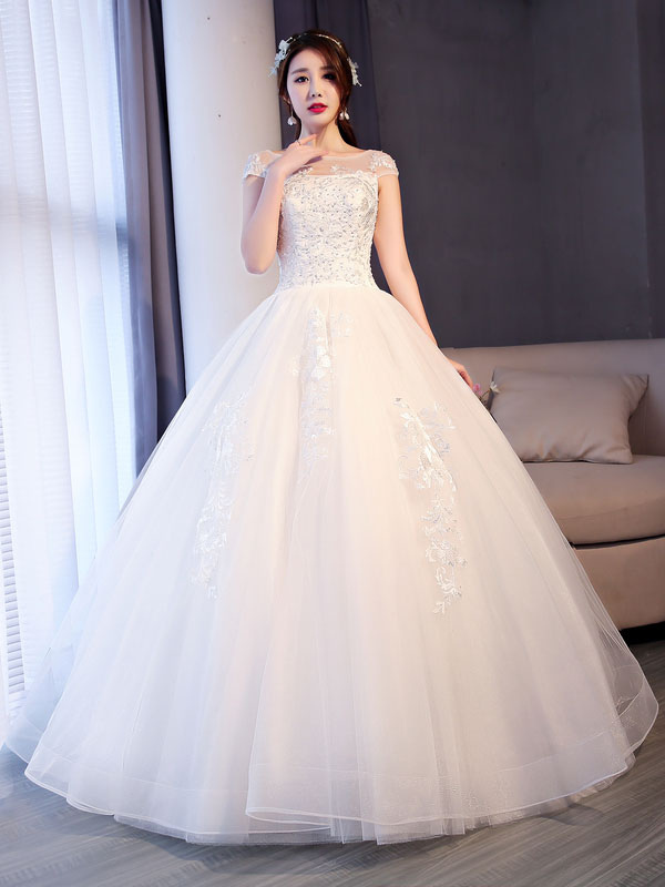 Princess Wedding Dresses Lace Beaded Ball Gowns Sleeveless Floor Length Bridal Dress-newarrivaldress