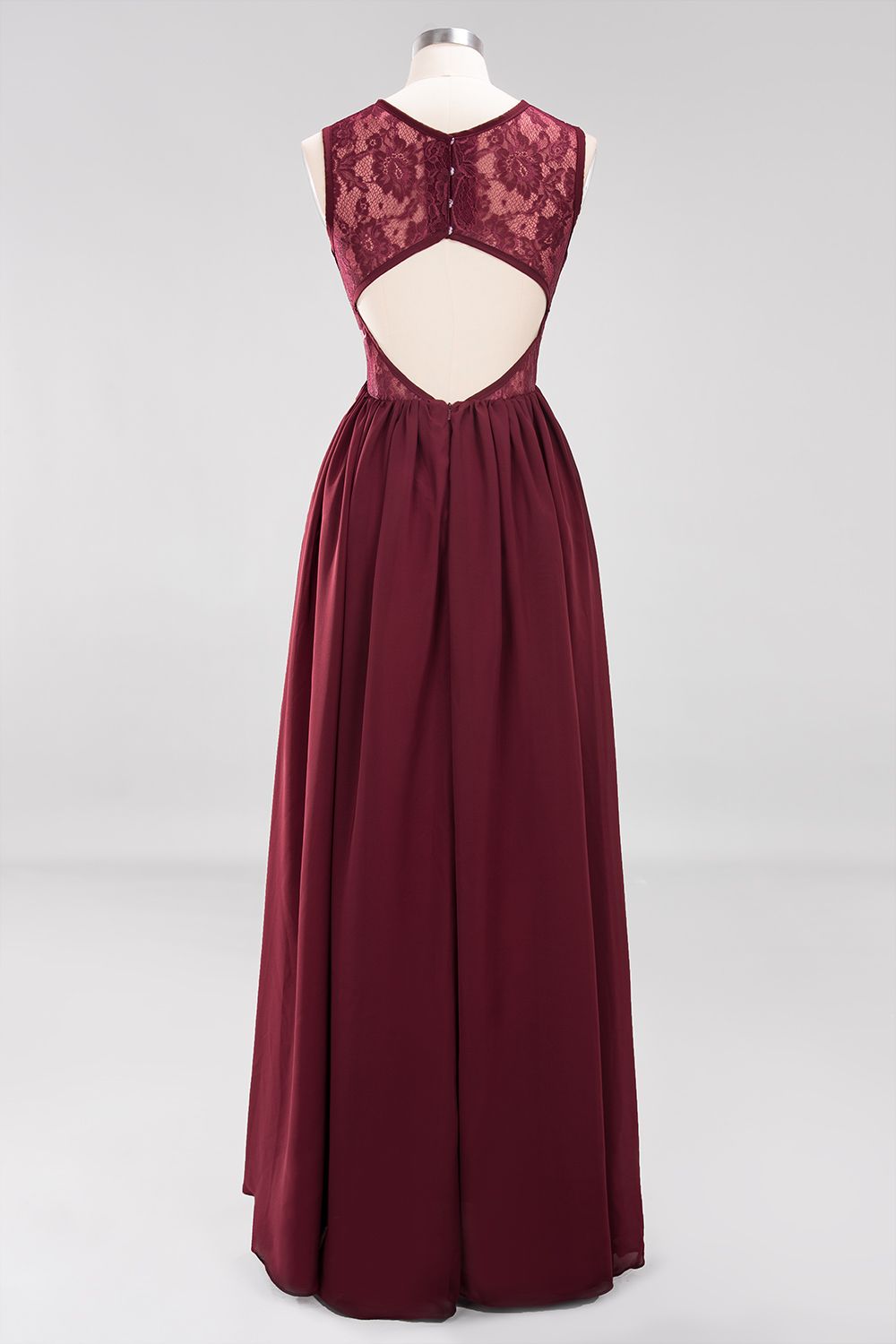 A-line Chiffon Lace Jewel Sleeveless Ruffles Floor-Length Bridesmaid Dresses with Appliques-newarrivaldress