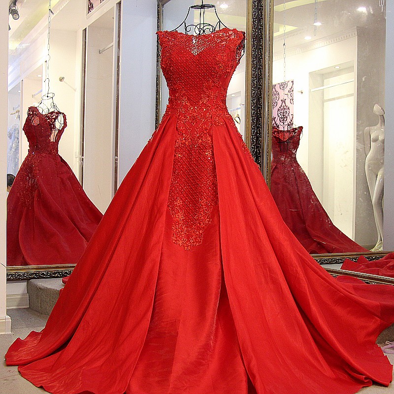 Elegant Red Bateau Sleeveless Backless Floor-Length Evening Gown With Bow-newarrivaldress