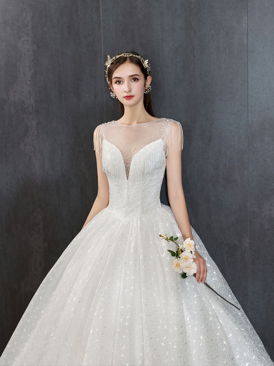 Princess-Wedding-Dresses-Ivory-Illusion-Neck-Beaded-Sleeveless-Floor-Length-Bridal-Gown-newarrivaldress