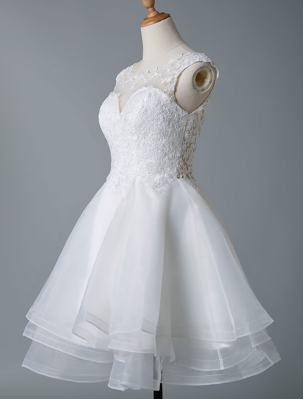 Wedding Dresses 2021 A Line Jewel Neck Sleeveless Natural Waist Tulle Short Bridal Dress-newarrivaldress