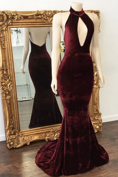 High Neck Zipper Mermaid Prom Dresses | Open Back Stunning Evening Dress-newarrivaldress
