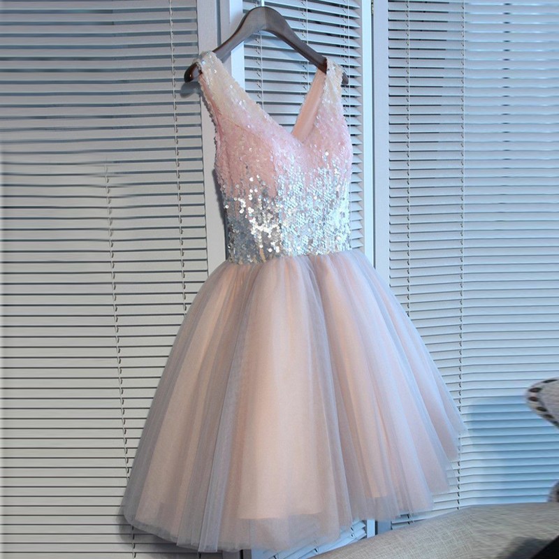 Delicate Sequined Pink Straps Sexy Short Homecoming Dresses | Custom Made A-line Party Gown BA9973-newarrivaldress