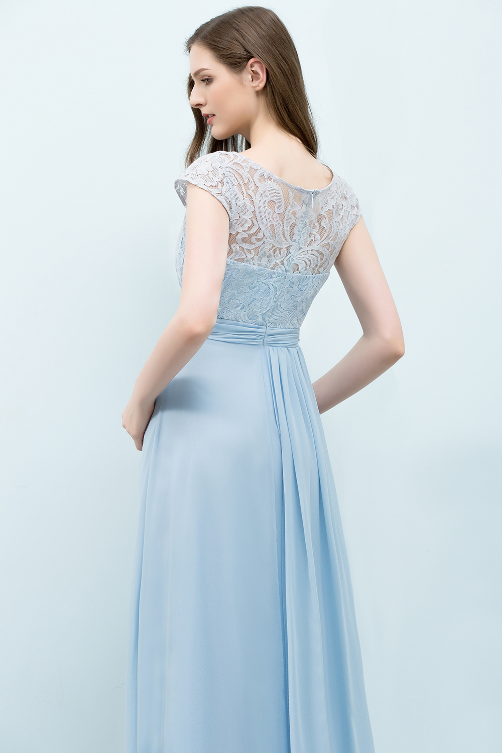 SHIRLEY | A-line Long Cap Sleeves Lace Top Chiffon Bridesmaid Dresses-newarrivaldress