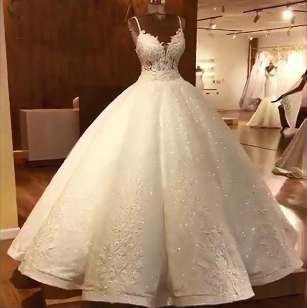 Luxury Ball Gowns Wedding Dresses | Sexy Spaghetti Straps Lace Bridal Gowns-newarrivaldress