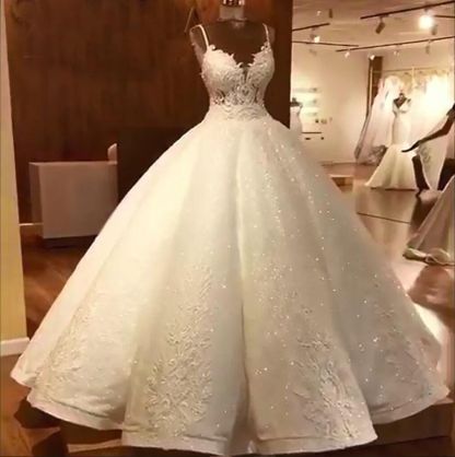 Luxury Ball Gowns Wedding Dresses | Sexy Spaghetti Straps Lace Bridal Gowns-newarrivaldress