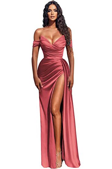Sexy Off-the-Shoulder Satin Mermaid Prom Dress with Detachable Tail-newarrivaldress