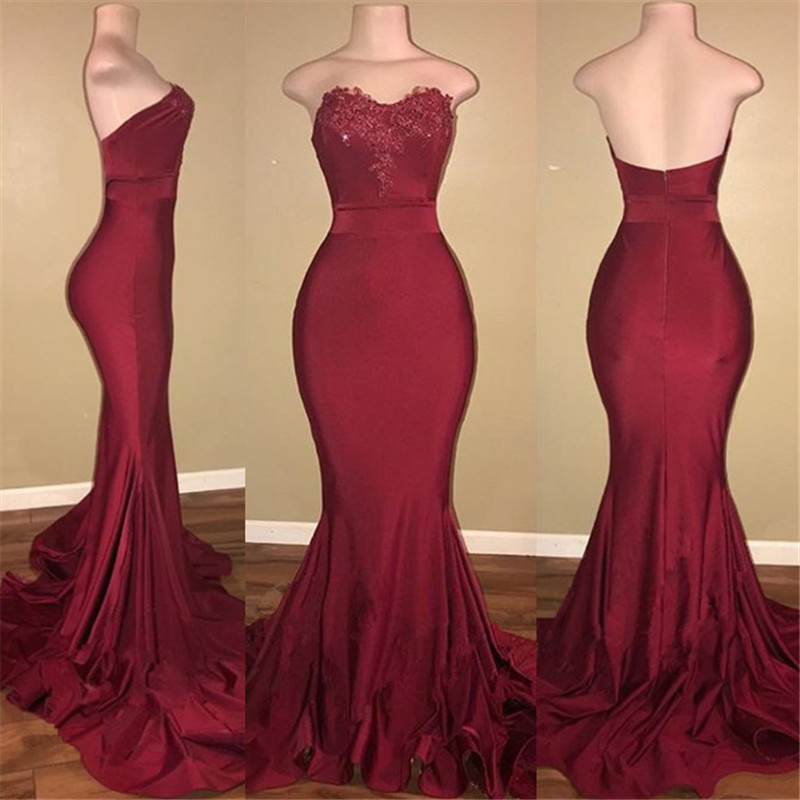 Burgundy Long Prom Dresses for Juniors | Mermaid Open Back Formal Dresses for Women-newarrivaldress