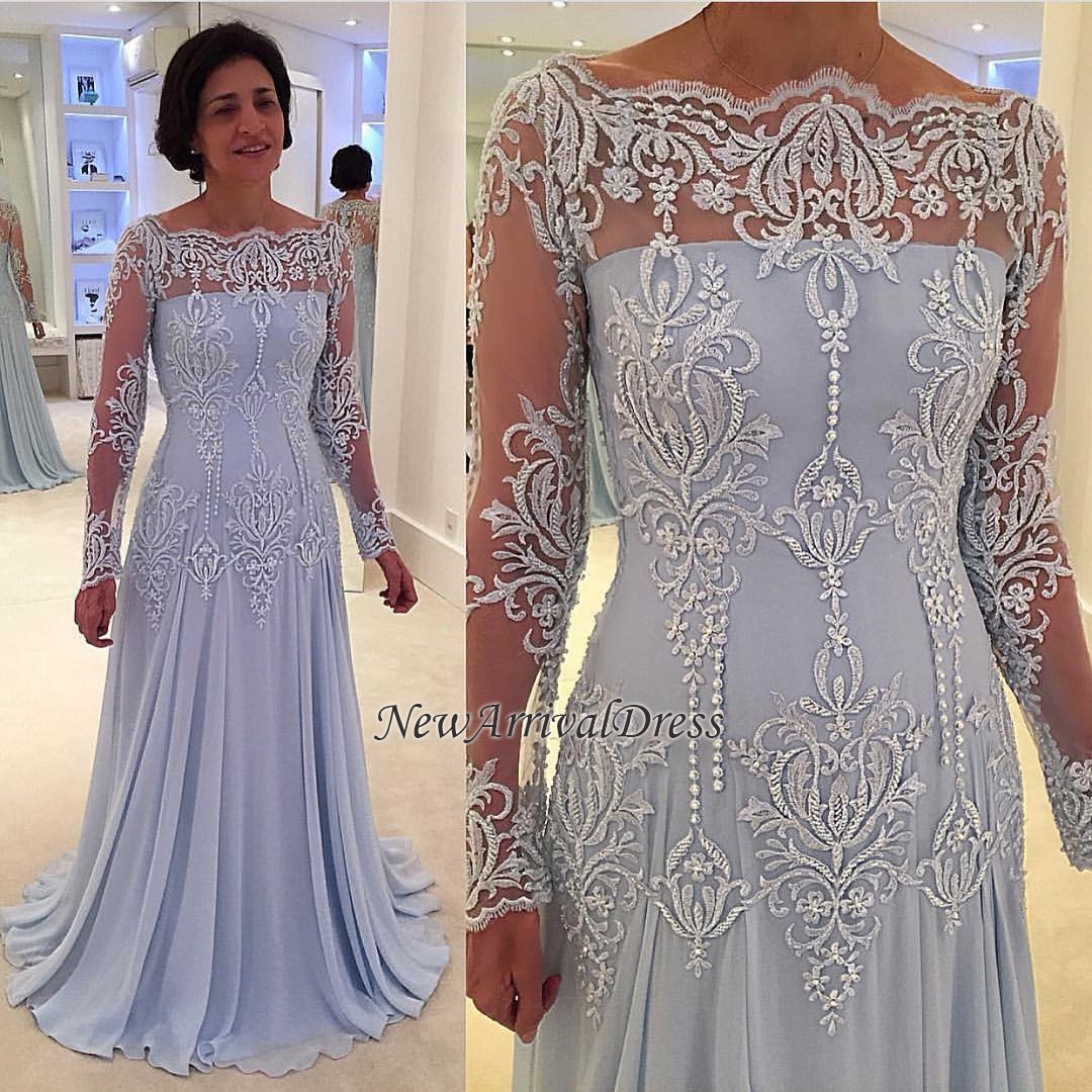 A-line Elegant Lace Long-Sleeve Mother-the-bride Dress | Plus Size Prom Dress-newarrivaldress