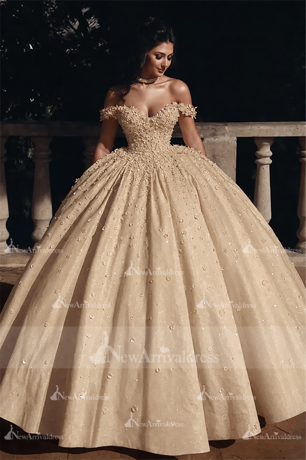 Off The Shoulder Beads Appliques Wedding Dresses | Princess Sexy Ball Gown Royal Wedding Dress