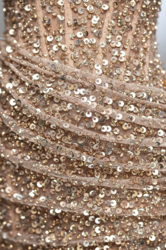 Strapless Sequines Mermaid Long Prom Dress with Split